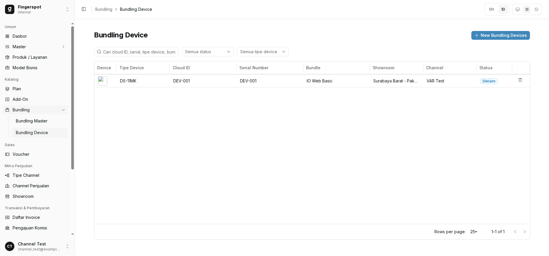 Tabel Monitoring Status Bundling Unit