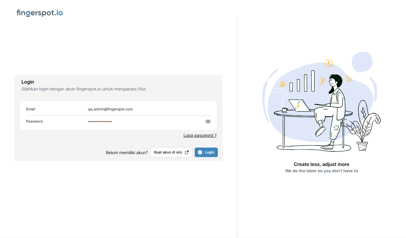 Formulir Login Terisi