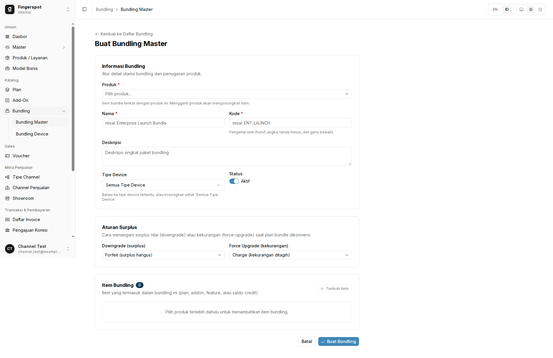 Formulir Pembuatan Template Master Bundling