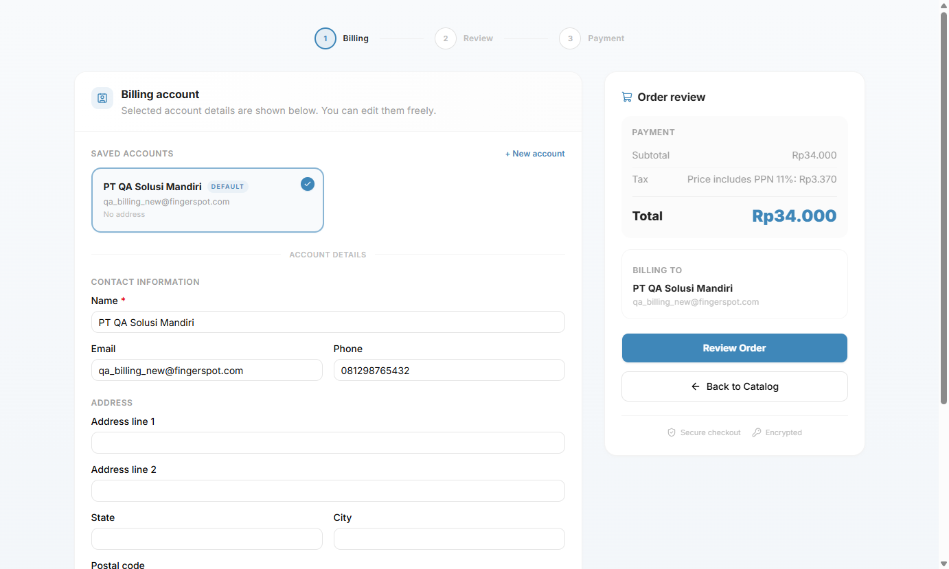 Formulir Checkout Billing