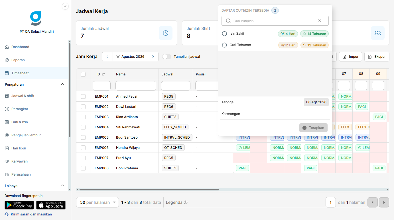 Ajukan Cuti Langsung dari Timesheet